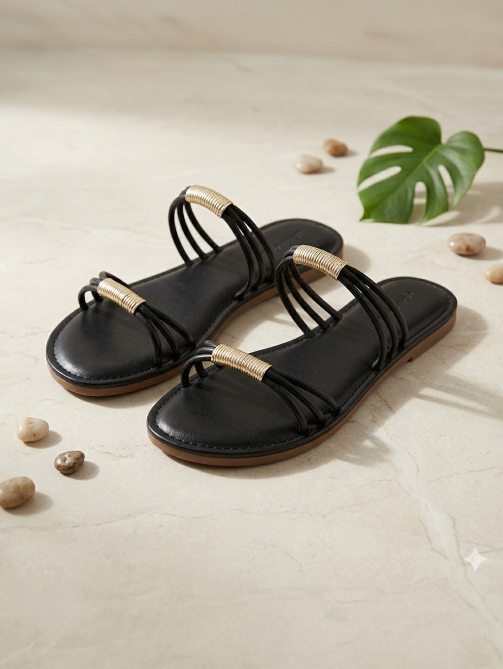 NWOT Universal Thread Size 9 Black Aura Two Band Slide Sandals!!